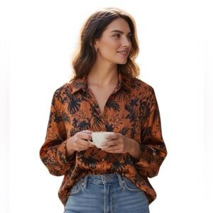 Future Collective Elegant Floral Print Blouse in Orange